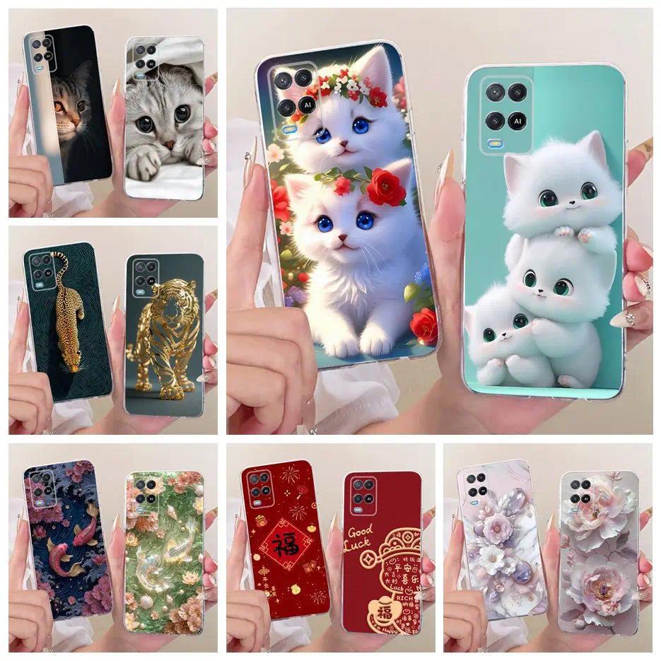 Dành Cho Oppo A54 4G Ốp Lưng CPH2239 Mèo Dễ Thương Sang Trọng Sơn Bìa Mềm Mỏng Điện Thoại Ốp Lưng Op