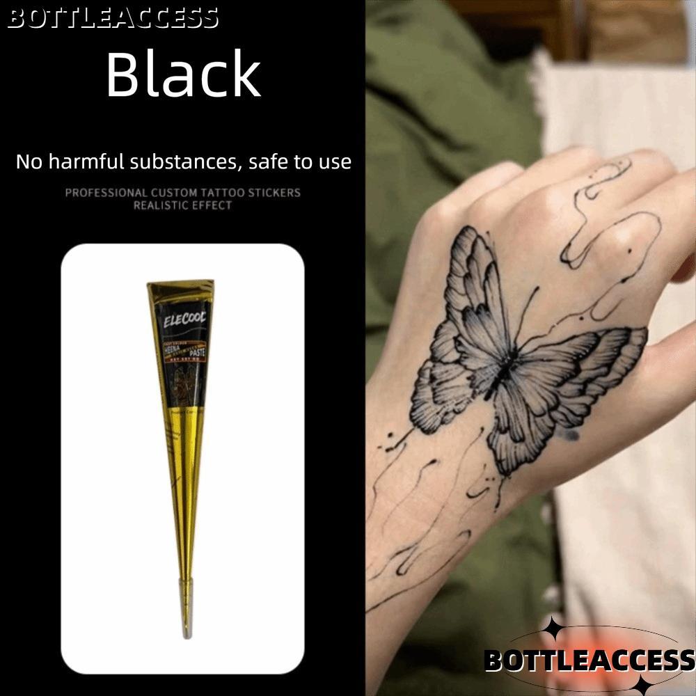 Kem xăm Henna CHAIACCESS, Nón dán Henna bán vĩnh viễn màu nâu đen, Mehndi Dễ sử dụng Kem Henna màu n