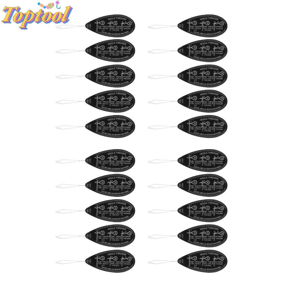 TOPTOOL 20 Chiếc DIY Needle Threader, Đen Linh Hoạt Vòng Kim Threader Tool, Chất Liệu Nhựa Di Động T