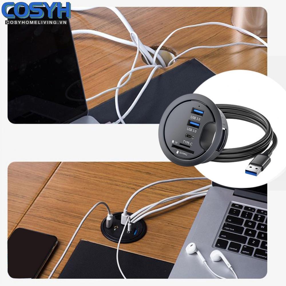 <cosyh>Desk Grommet Hub 2 Ports USB 3.0 Easy Installation For SD/TF Card For Desktop PC