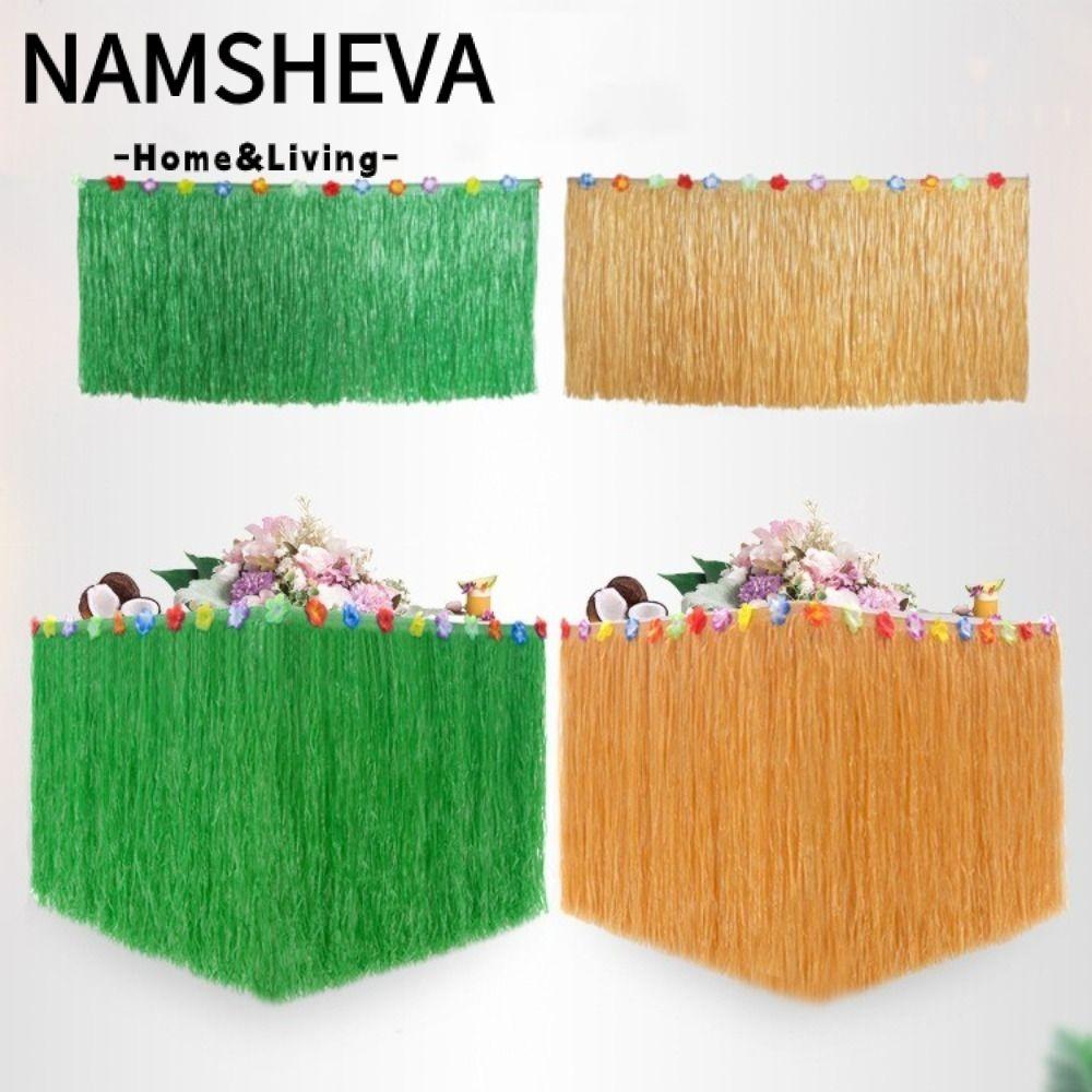 Váy bàn cỏ NAMSHEVA, Trang trí tiệc Váy bàn rơm màu rơm, Trang trí tiệc Hawaii theo chủ đề Hawaii Vá