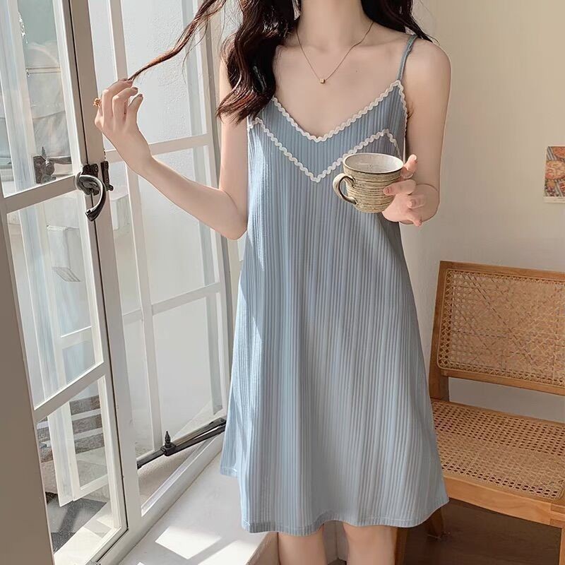 Sling Váy Ngủ Ngày Nữ Cao Cấp Nóng Mỏng Phong Cách Nguyên Chất Desire Phong Cách Ngày Không Tay Bộ Đ