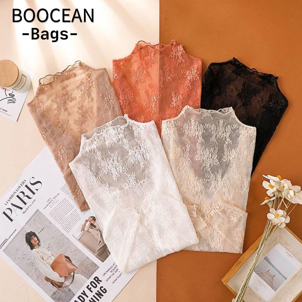 Áo kiểu xuyên thấu BOOCEAN, Áo thun dài tay màu đen, Áo nữ xuyên thấu lưới
