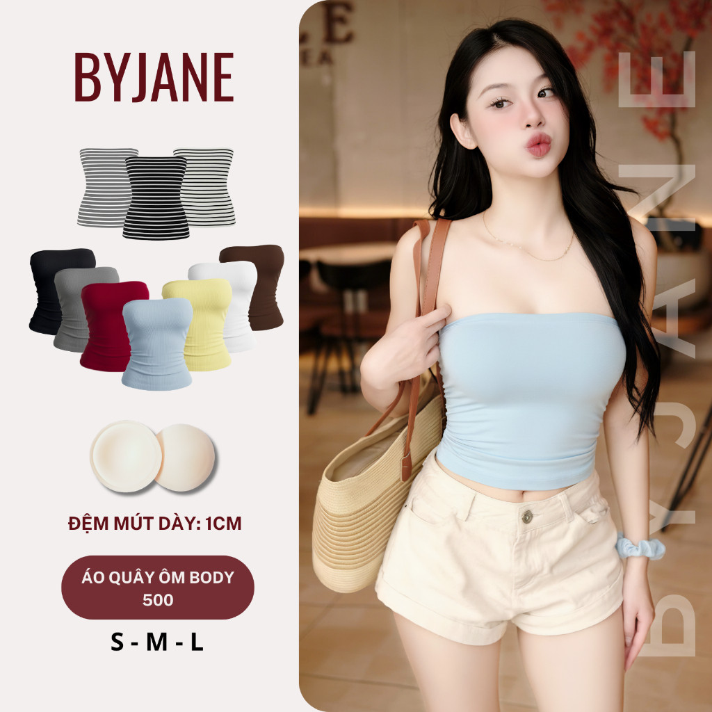 ( KO MÚT / KÈM MÚT ) Áo Ống ôm body, Áo quây nhiều màu vải cotton mịn co dãn tốt tôn dáng BYJANE - 5