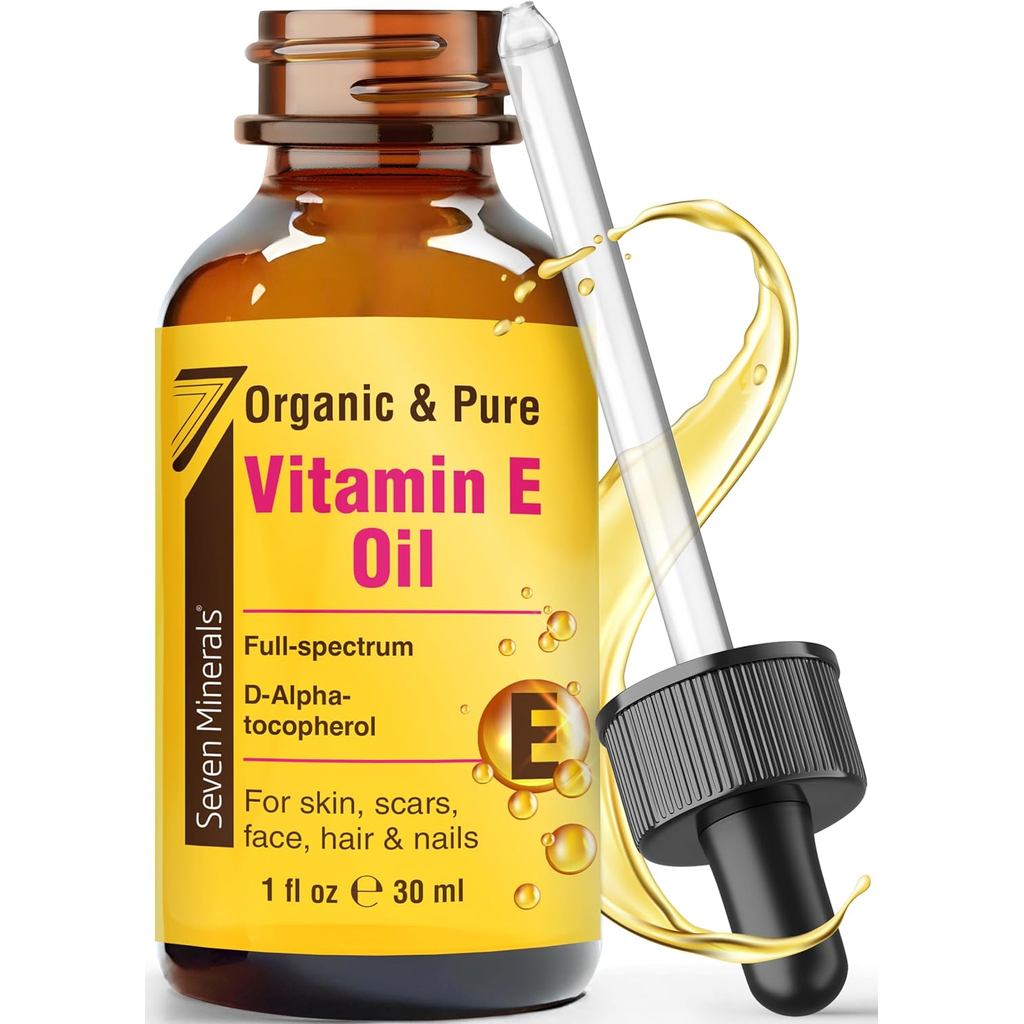 Dầu Vitamin E siêu nguyên chất Seven Minerals - Full-Spectrum D-Alpha Tocopherol, 1 Fl Oz - Dầu Vita