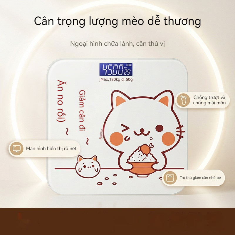 Cân điện tử kính cường lực thông minh dễ thương dùng trong gia đình- Weight Scale