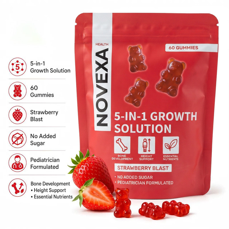 Gummy Chiều Cao D3 Hương Dâu Tây Hỗ Trợ Xương Khỏe Mạnh Canxi Plus Kẽm Gummy HQJI