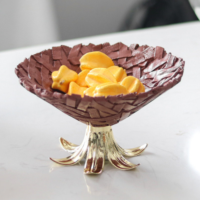 Abstract art woven bird's nest fruit tray ornament for model homes, light luxury, high aesthetic val