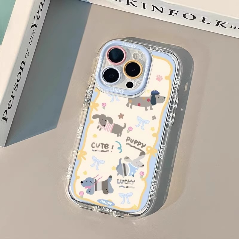 Chó con gương xanh vàng Thích hợp cho Apple 16promax Vỏ điện thoại iPhone15 Bộ Xiaomi14131211Huawei 