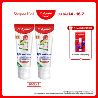 Bộ 2 Kem đánh răng Colgate Kid Free From cho bé 3-5 tuổi không chất bảo quản 80g