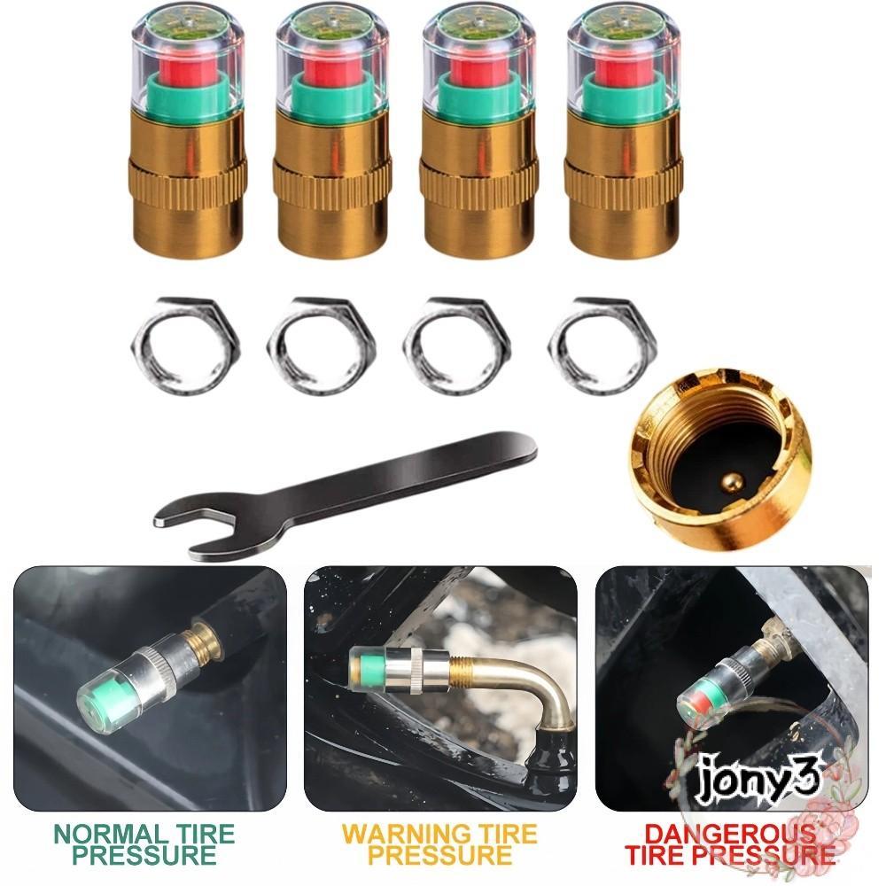 JONY 9 Cái / bộ Mũ cảnh báo áp suất lốp ô tô, Mũ phát hiện áp suất lốp phát hiện trực quan 2.4Bar / 