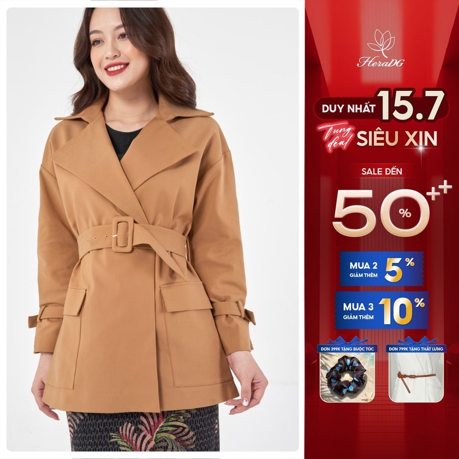 Áo khoác nữ kaki kèm đai HeraDG -WKH20008