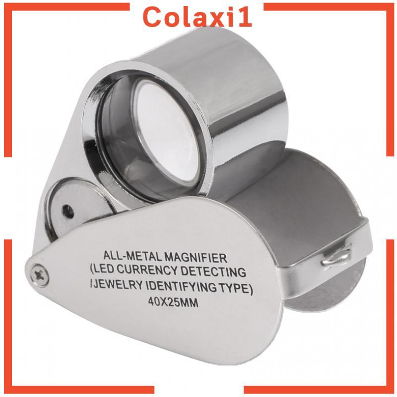Ống kính trang sức chiếu sáng 40X có kính xây dựng và quang học bằng kim loại (40X 25 mm, Bạc)