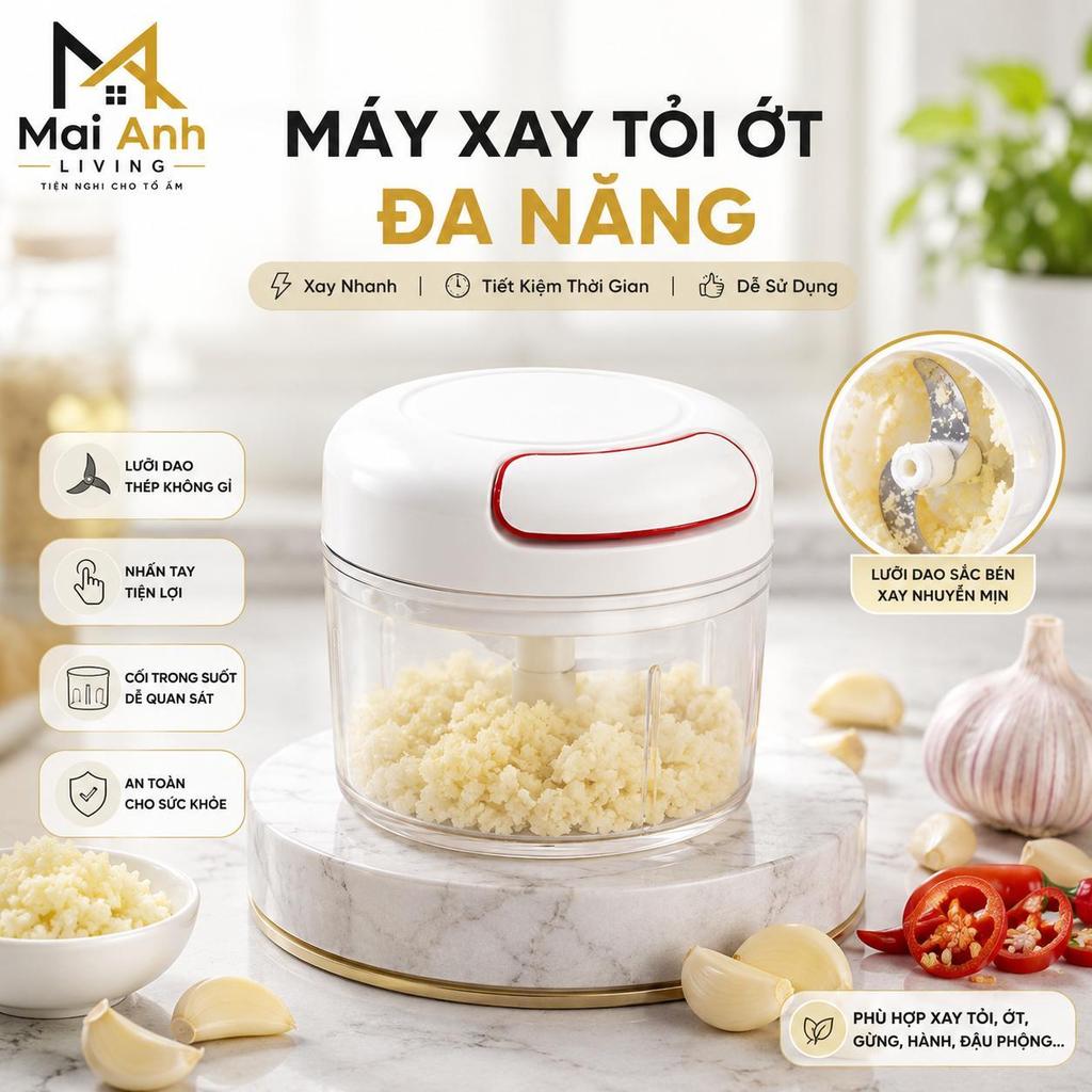 Dụng Cụ Băm Tỏi Ớt Mini Kéo Tay Xay Thực Phẩm Nhà Bếp Nhỏ Gọn Tiện Dụng Cao Cấp - GD68