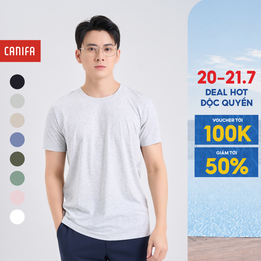 Áo phông nam CANIFA cộc tay cổ tròn basic 8TS25A002