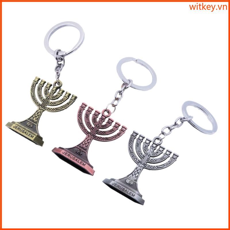Móc khóa WIT với biểu tượng Do Thái Menorah Jerusalem Người Do Thái Candelabra Hanukkah