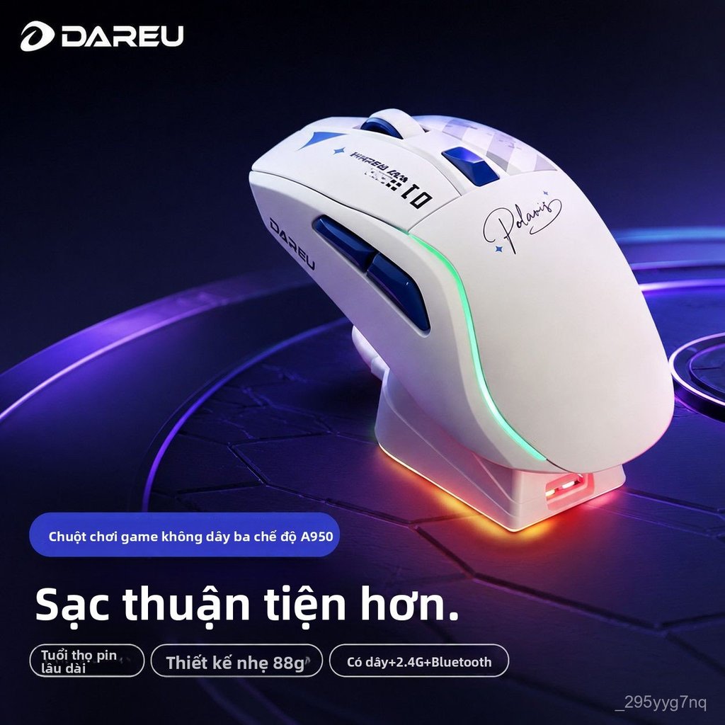 Chuột không dây ba chế độ Dareu A950 siêu nhẹ chơi game CSGO kèm đế sạc văn phòng thể thao điện tử c