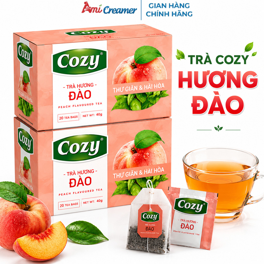 Trà Đào Túi Lọc Cozy Hộp 40G (20 TúiX2G) - Trà Đào Cozy Đậm Vị Thơm Ngon