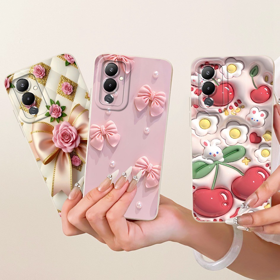 Dành Cho Tecno Pova 4 LG7n Vỏ Hoa Đẹp Nơ Sơn Vỏ Silicon Mềm Vỏ Điện Thoại Cho Tecno Pova 4 Pro LG8n 