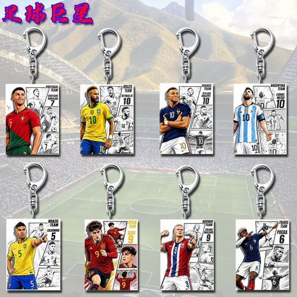 In truyện tranh hai mặt: Móc khóa ngôi sao WC 2026 | Messi Ronaldo Mbappé Haaland | Charm bóng UV HD