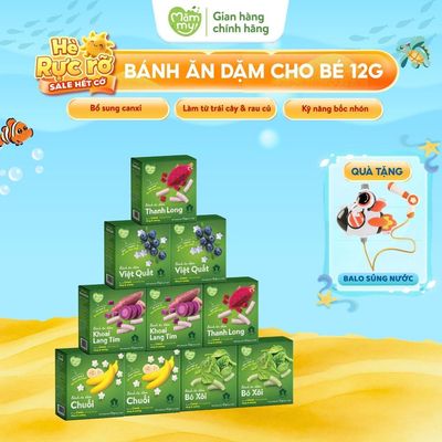 Combo bánh ăn dặm cho bé Mămmy vị Thanh long, Việt quất, Khoai lang, Chuối, Bắp bé từ 6th, hộp 12g