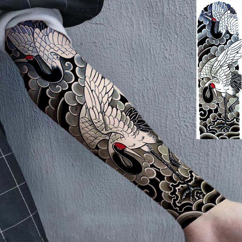 Full Arm Cũ Truyền Thống Cần Cẩu Hình Xăm Dán Chống Thấm Nước Lâu Dài Mô Phỏng Chống Mồ Hôi Nam Nữ C