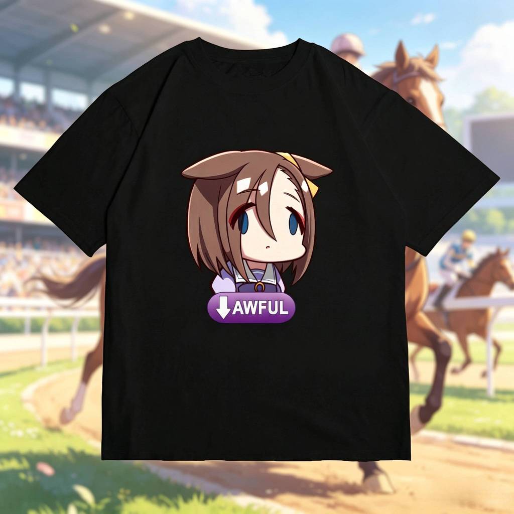 Uma Musume Anime Áo Thun Q Nhân Vật Văn Bản Awful Cotton 1 Cổ Tròn Tay Ngắn Cho Nam Và Nữ