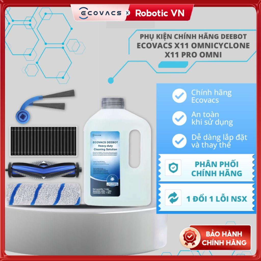 Phụ kiện chính hãng Deebot Ecovacs X11 OMNICYCLONE/X11 PRO OMNI | Chổi cạnh | Chổi chính | Bộ lọc | 
