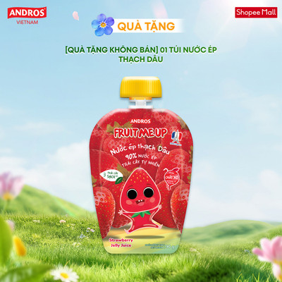 [Quà Tặng Không Bán] 1 Túi Nước Ép Thạch Dâu - Hỗ Trợ Bé Tăng Chiều Cao & Đề Kháng - ANDROS FRUIT ME UP- 90gx1