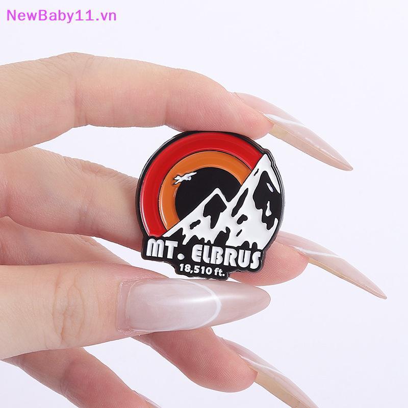 NewBaby Nga Elbrus Gắn Men Chân Phong Cảnh Tự Nhiên Bình Minh Núi Tuyết Thổ Cẩm Bapa Ve Áo Huy Hiệu 