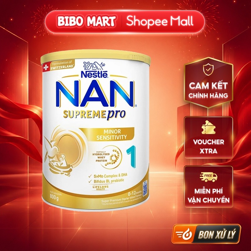 [MALL] Sữa Nan Supreme Pro 1 800g Cho Bé 0 - 12 Tháng Hỗ Trợ Miễn Dịch Tăng Đề Kháng - Bibo Mart