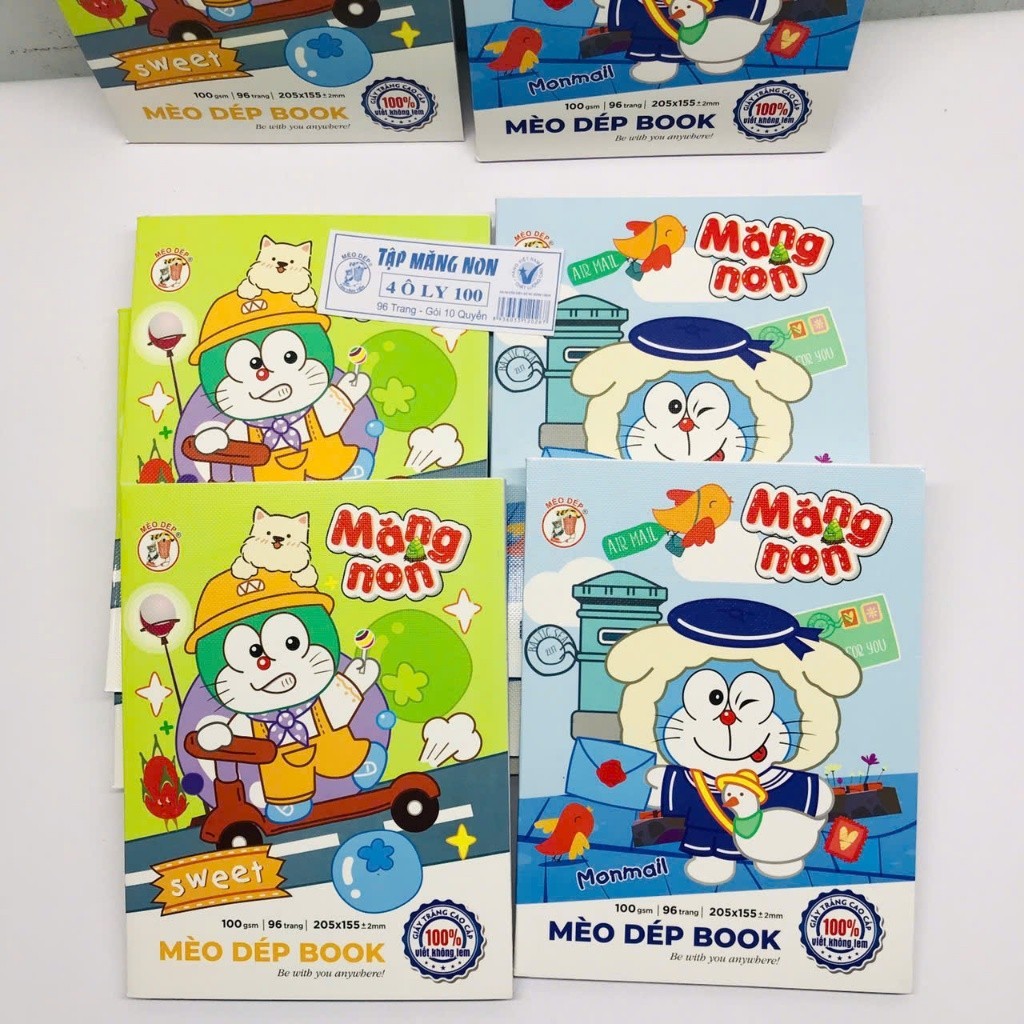 Tập Vở  96 trang 4 ô ly giấy dày 100gsm Tập 4 ô ly 96 trang doraemon không lem mực tân vĩnh tiến [Mi