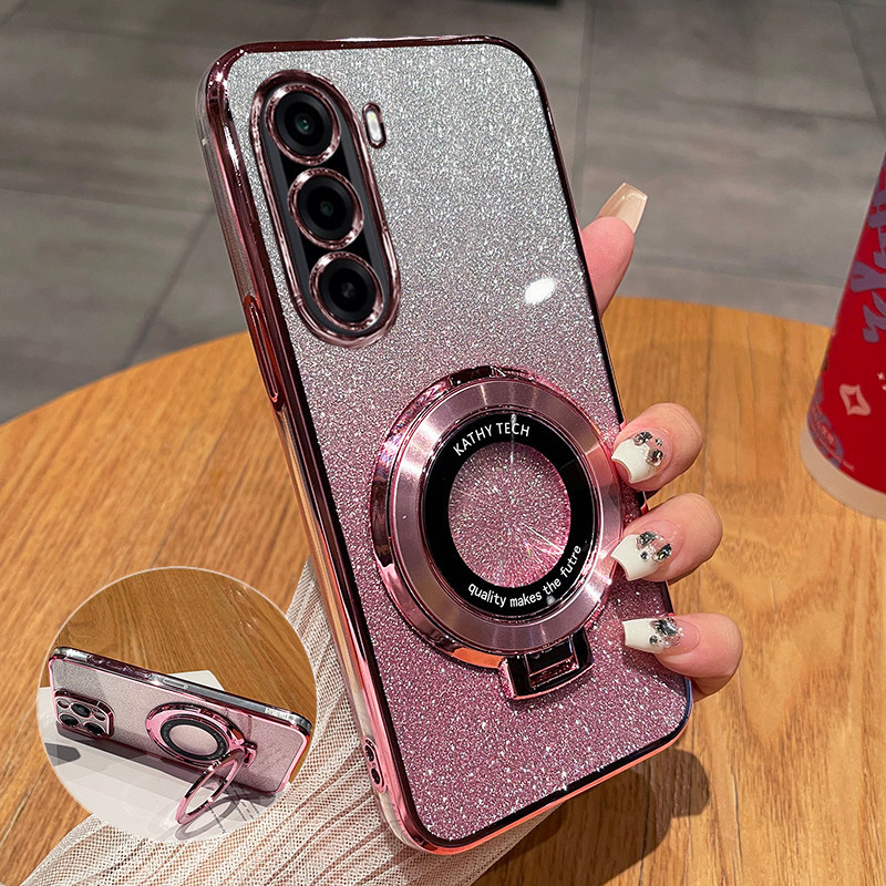 Dành Cho Realme P4X Màu Gradient Lấp Lánh Ốp Điện Thoại TPU Cho Realme P4X Mạ Điện Từ Giá Đỡ Vỏ Sili