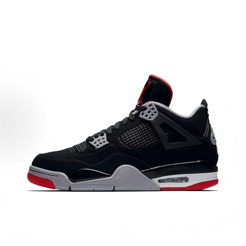 Giày bóng rổ nam Jordan 4 Retro Bred da cao cấp chống trượt chính hãng giao nhanh
