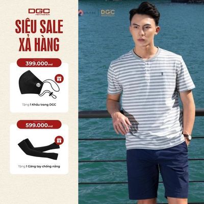 Áo Thun Nam DGC Thiết Kế Cổ Tàu Dáng Suông, Họa Tiết Kẻ Trẻ Trung - SATBB03M
