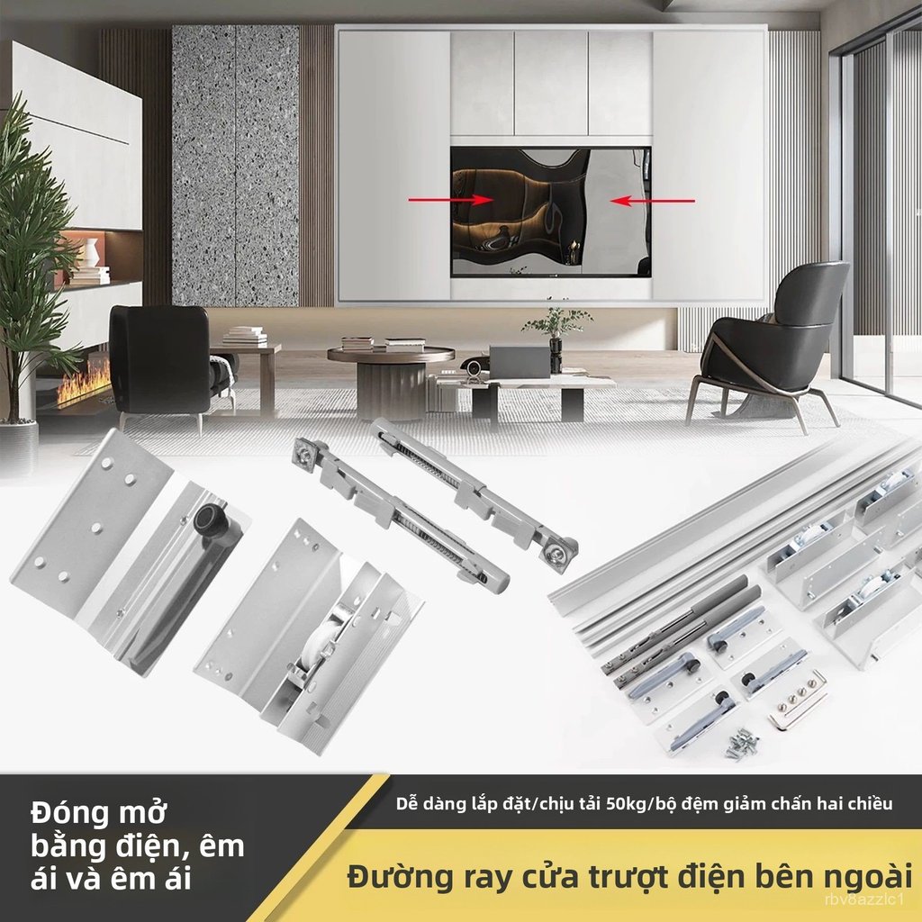 Ray trượt cửa lùa cho tủ tivi tủ áo ray treo cửa đẩy êm mượt dễ lắp đặt