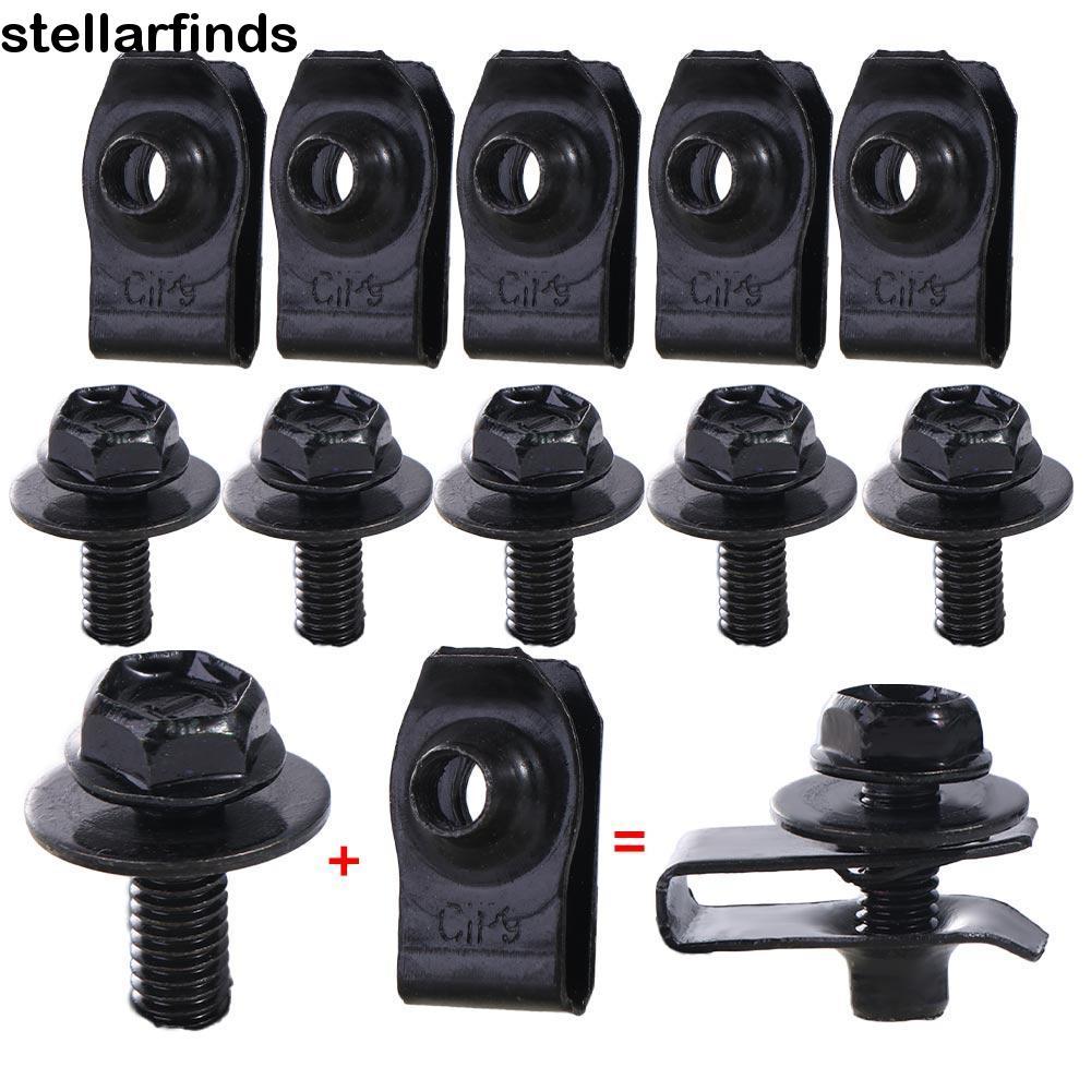 QWDLID 5 / 10 Bu lông thân xe, Kẹp đai ốc chữ U ô tô M6 6MM, Tấm chắn Splash Guard Splash Shield Gua