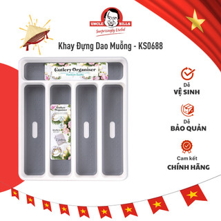 Khay đựng dao muỗng nĩa 5 hộc độn da uncle bills ks0688