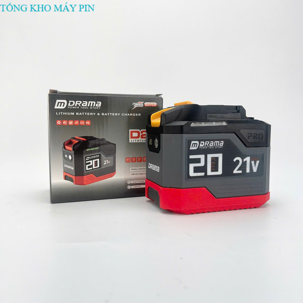 Pin 20 cell Drama PRO có cổng usb typec 5v 20w đèn led cell xanh 21v chân phổ thông mạch 4 mosfet TỔ