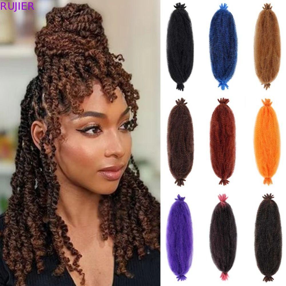 RUJIER 8 Dây Marley Xoắn Bện Tóc, Tổng Hợp 24 Inch Locs Springy Twist Hair, Fluffy Soft Hair Extensi