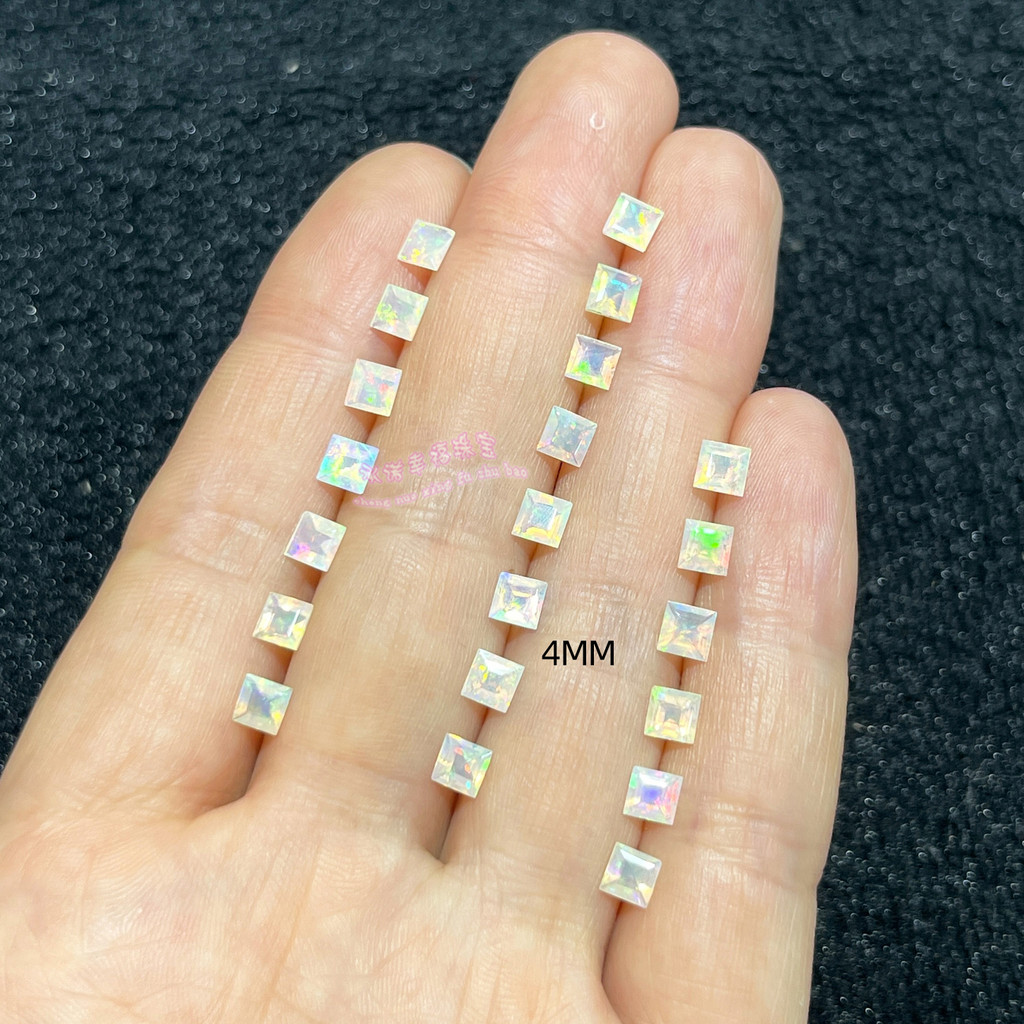 Opal Tự Nhiên Rời Đá Mặt Vuông 4MM Mũi Nhọn Đáy Cắt Opal Đá Thô Có Đá