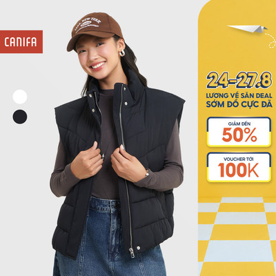 Áo khoác gilet chần bông nữ CANIFA không tay cổ cao siêu nhẹ siêu ấm 6OT25W001