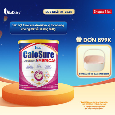 Sữa bột CaloSure America+ vị thanh nhẹ cho người tiểu đường - Giúp tiêu hoá khoẻ, hỗ trợ xương khớp khoẻ - 800g