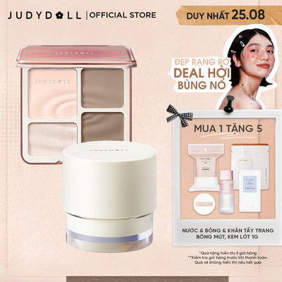 [Combo 2] Bảng Phấn Bắt Sáng Tạo Khối HIghlight & Kem Lót JUDYDOLL Mịn Da Bền Màu Dưỡng Ẩm Tiện Dụng