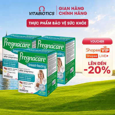Bộ 3 TPBVSK Vitabiotics PREGNACARE Breast-feeding Bổ Sung Axit Folic, Canxi, DHA, Sắt, Dành Cho Phụ Nữ Sau Sinh, 84 Viên