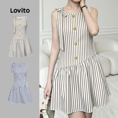Đầm nữ Lovito kaki xuân hè buộc phía trước phong cách thường ngày LK4ED1483