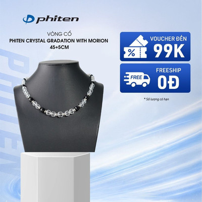 Vòng Cổ Phiten Crystal Necklace Gradation With Morion 45+5cm Hỗ Trợ Cân Bằng Cơ Thể Chăm Sóc Sức Khỏe Thời Trang