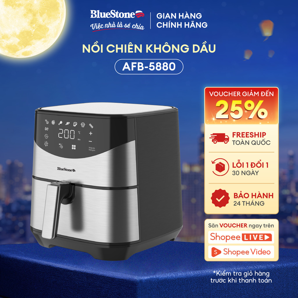[BlueStone] Nồi Chiên Không Dầu Điện Tử BlueStone AFB-5880 5.5L | Công Suất 1700W | Bảo Hành 2 Năm C