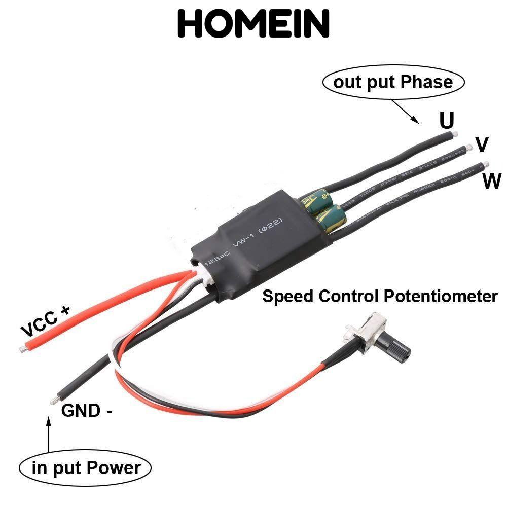 HOMEIN Hallless DC Motor Drive Board, DC 7-24V 200W BLDC Brushless Motor Driver, DC Brushless Potent