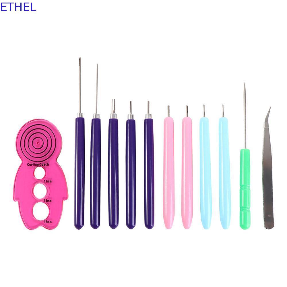 ETHEL 12 CÁI Bộ kim Quilling, Giấy có rãnh Quilling Giấy thủ công Dụng cụ Quilling, Dải giấy Giấy Đa